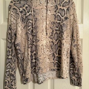 For The Republic Snake Print crop top Hoodie - Cream, Gray, Black